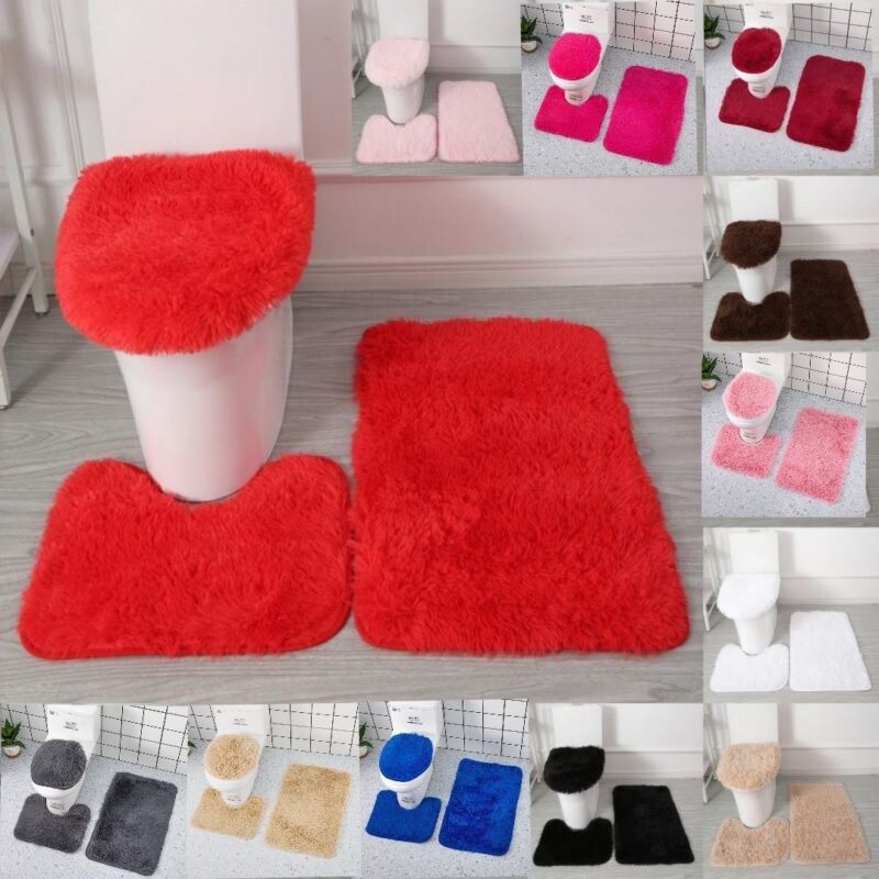 Fluffy toilet mat set